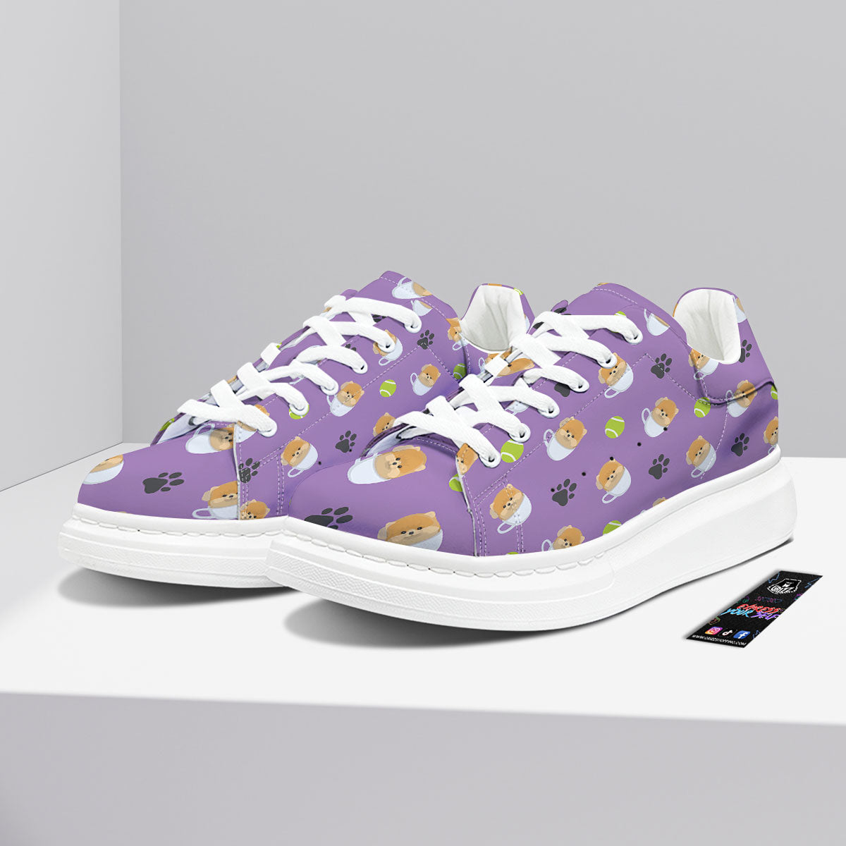 Tea Cup Pomeranian Print Pattern Platform Shoes-grizzshop