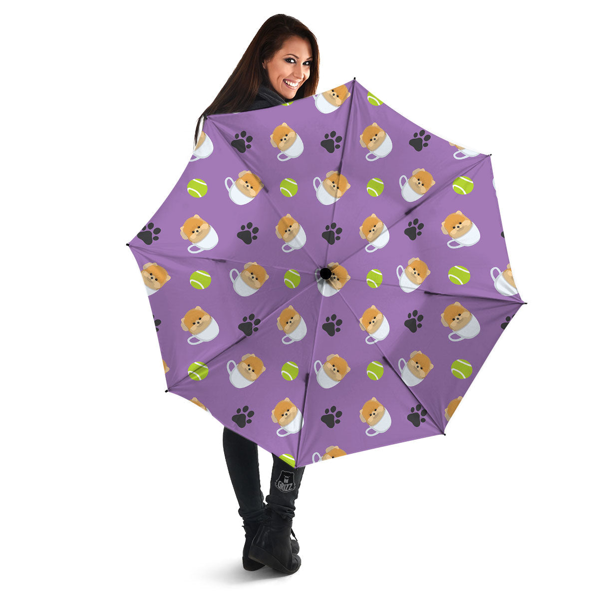 Tea Cup Pomeranian Print Pattern Umbrella-grizzshop