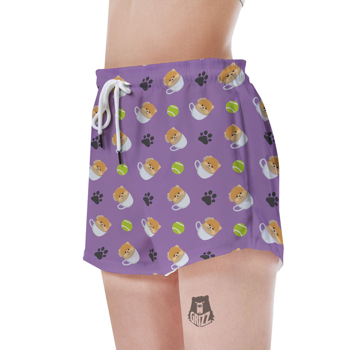 Tea Cup Pomeranian Print Pattern Women's Shorts-grizzshop