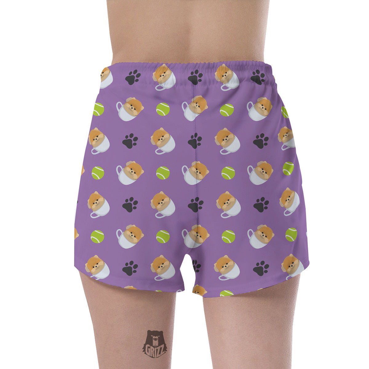 Tea Cup Pomeranian Print Pattern Women's Shorts-grizzshop