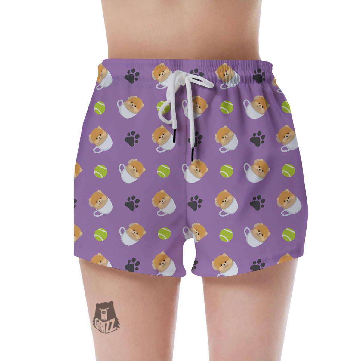 Tea Cup Pomeranian Print Pattern Women's Shorts-grizzshop