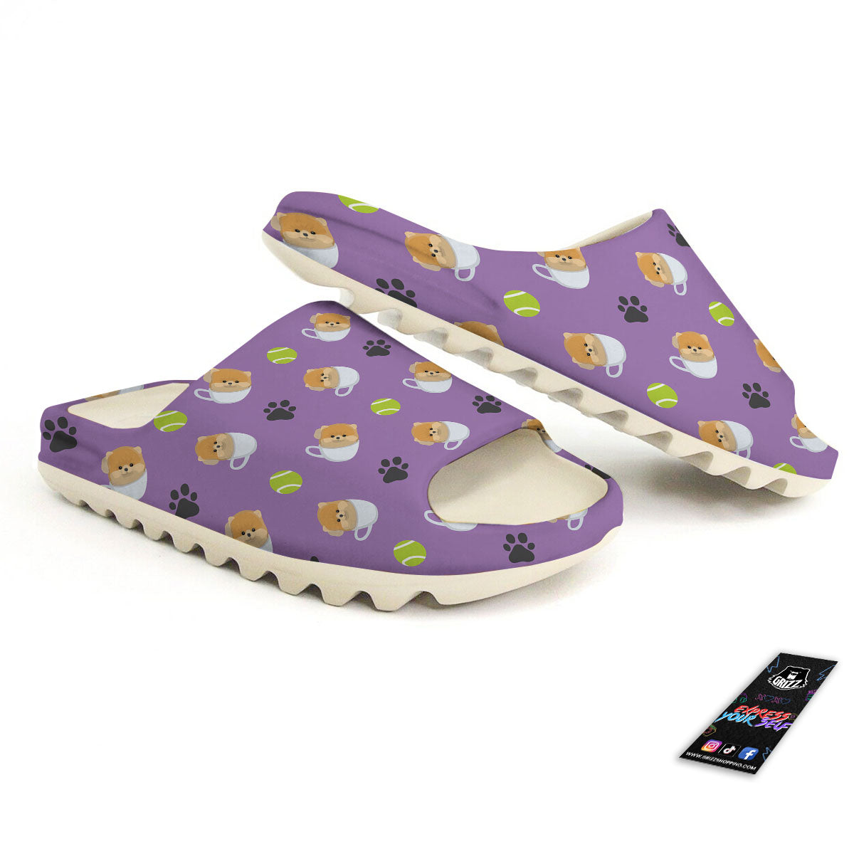 Tea Cup Pomeranian Print Pattern Sandals-grizzshop