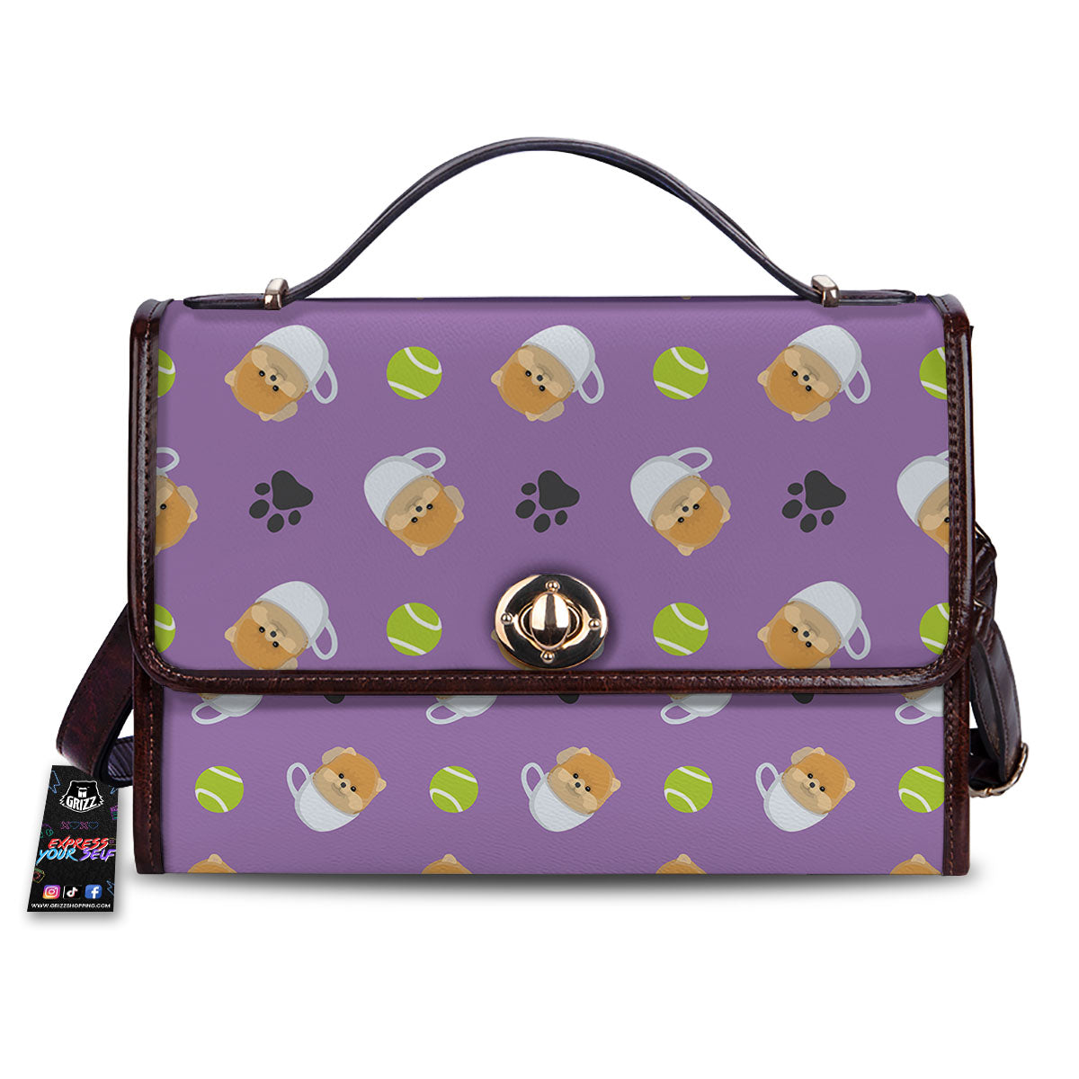 Tea Cup Pomeranian Print Pattern Women's Satchel Bag