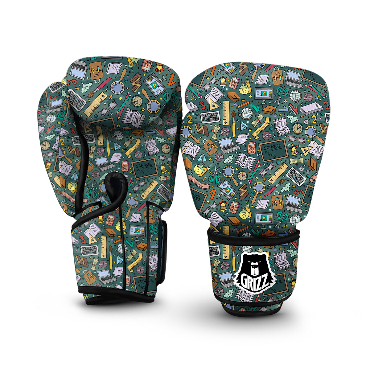 Teacher Pattern Print Boxing Gloves-grizzshop