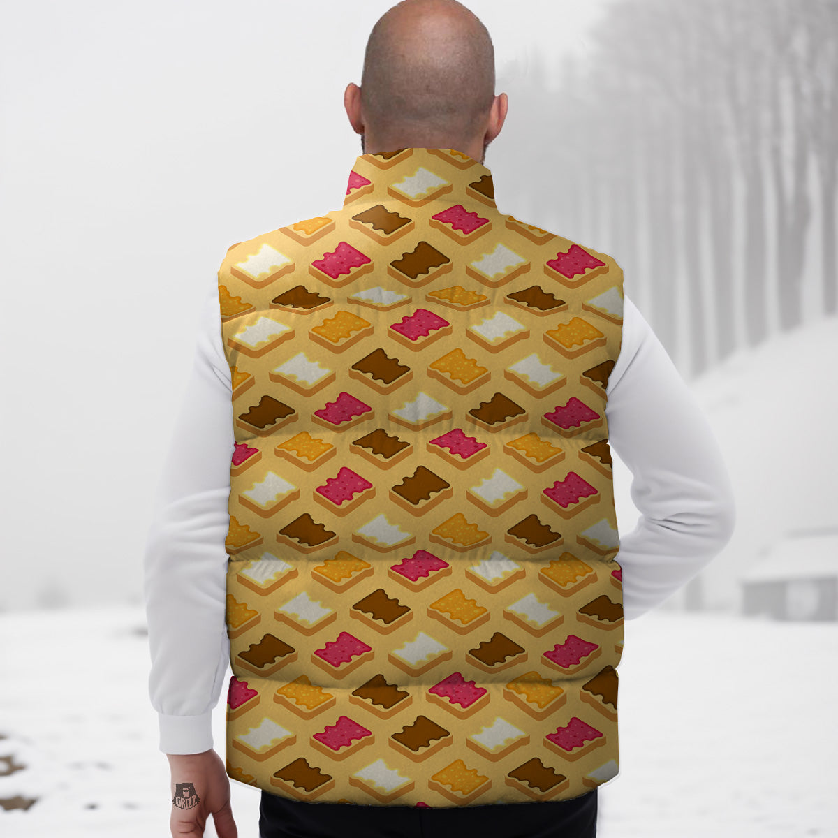 Teacher Pattern Print Down Vest-grizzshop