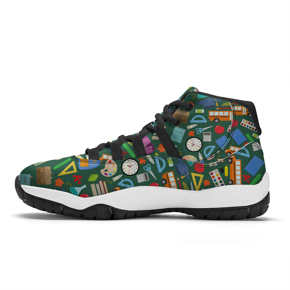 Teacher Print Pattern Black Bball Shoes-grizzshop