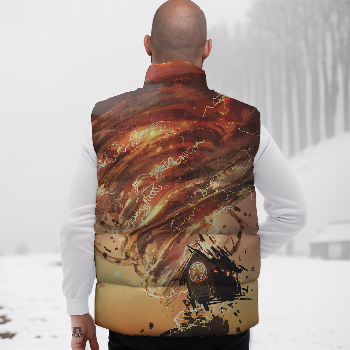Teacher Print Pattern Down Vest-grizzshop