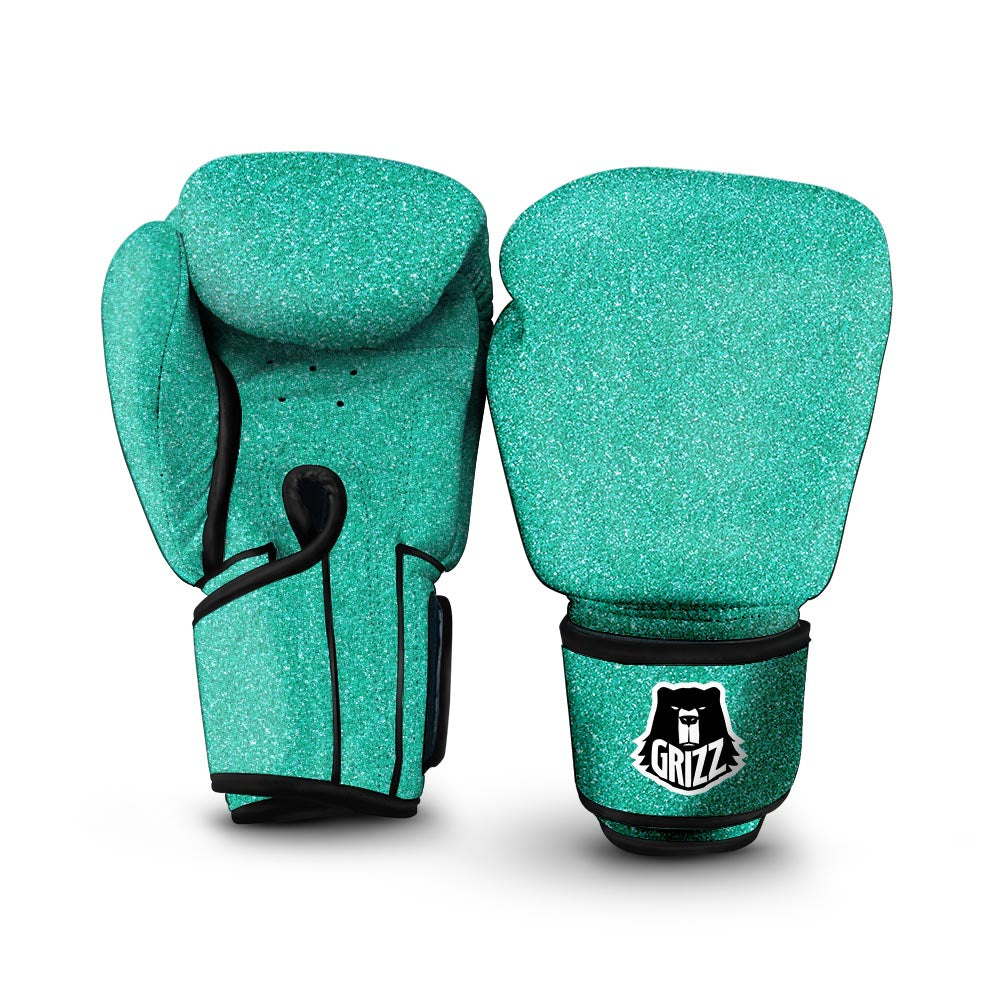 Teal Glitter Artwork Print Boxing Gloves-grizzshop