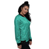 Teal Glitter Artwork Print Women's Bomber Jacket-grizzshop