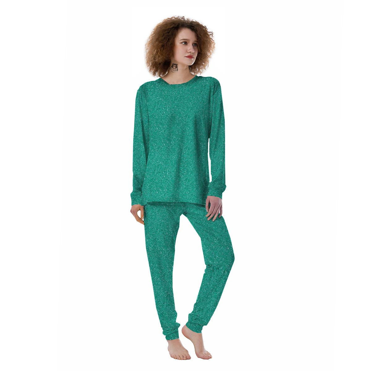 Teal Glitter Artwork Print Women's Pajamas-grizzshop