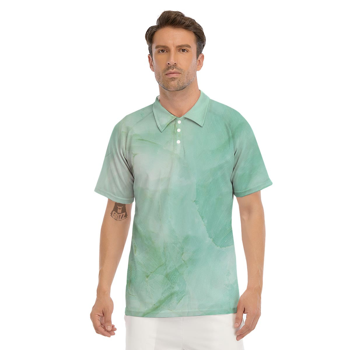 Teal Marble Men's Golf Shirts-grizzshop