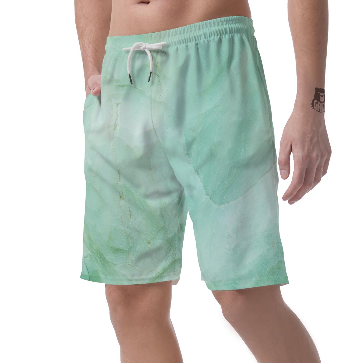 Teal Marble Men's Shorts-grizzshop