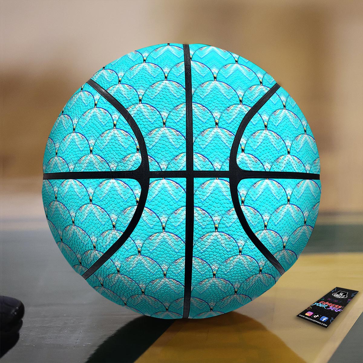 Teal Marble Print Pattern Basketball