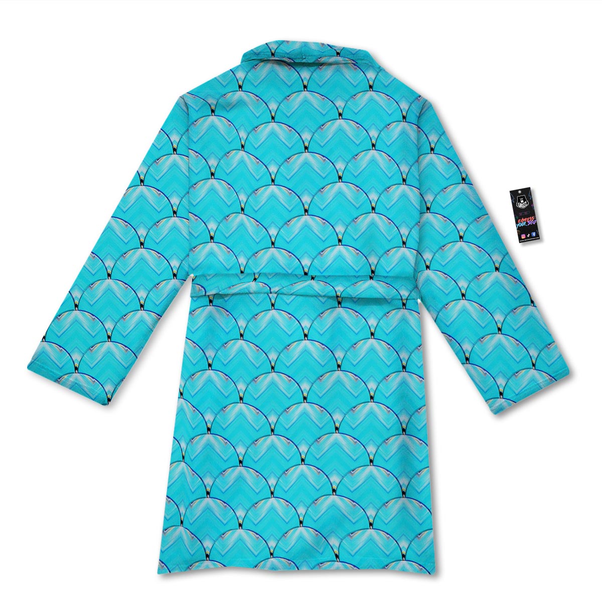 Teal Marble Print Pattern Bathrobe-grizzshop