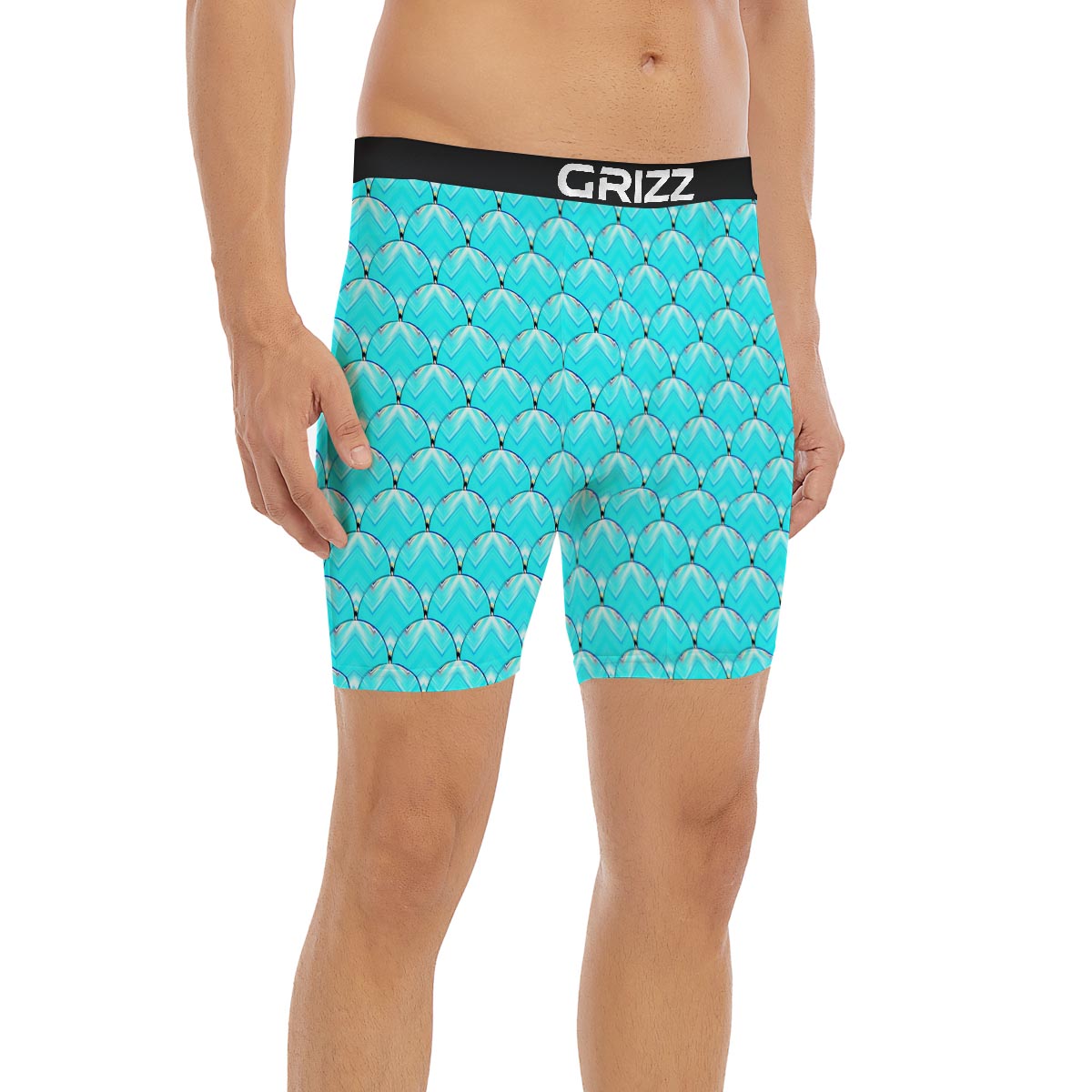 Teal Marble Print Pattern Boxer Briefs-grizzshop