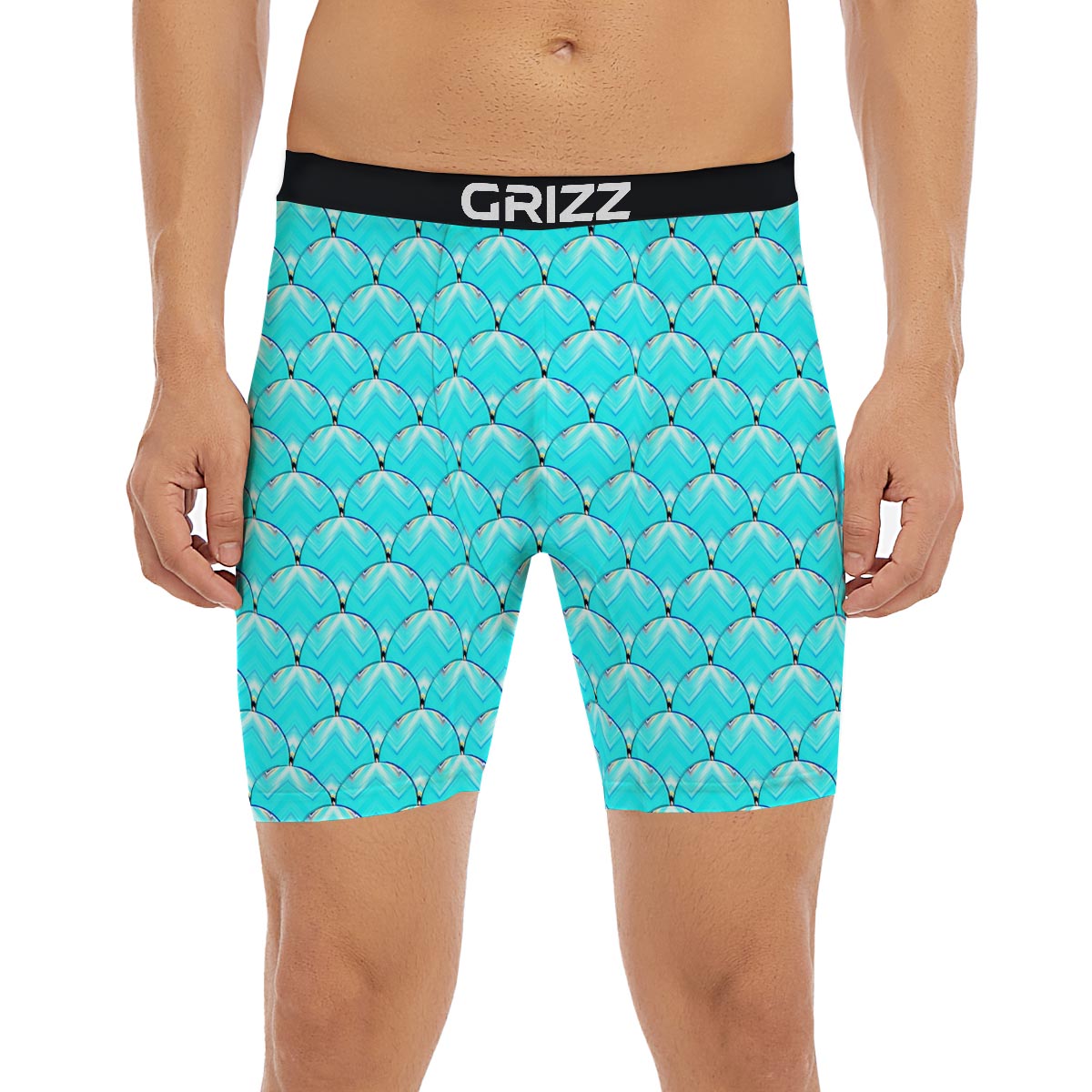 Teal Marble Print Pattern Boxer Briefs-grizzshop