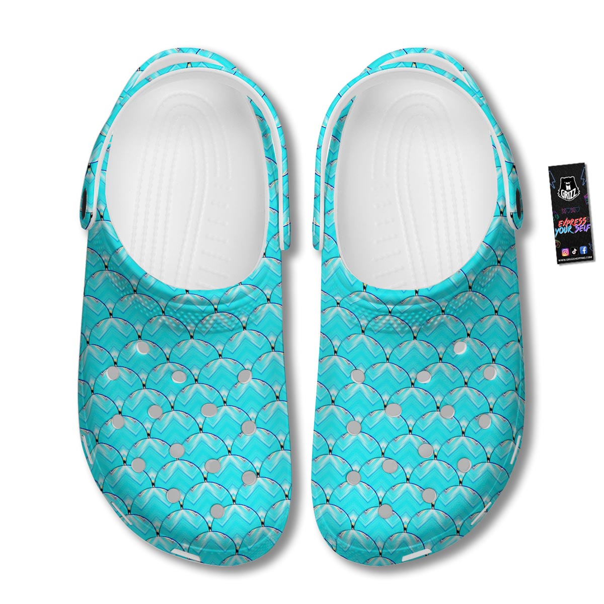 Teal Marble Print Pattern Clog-grizzshop