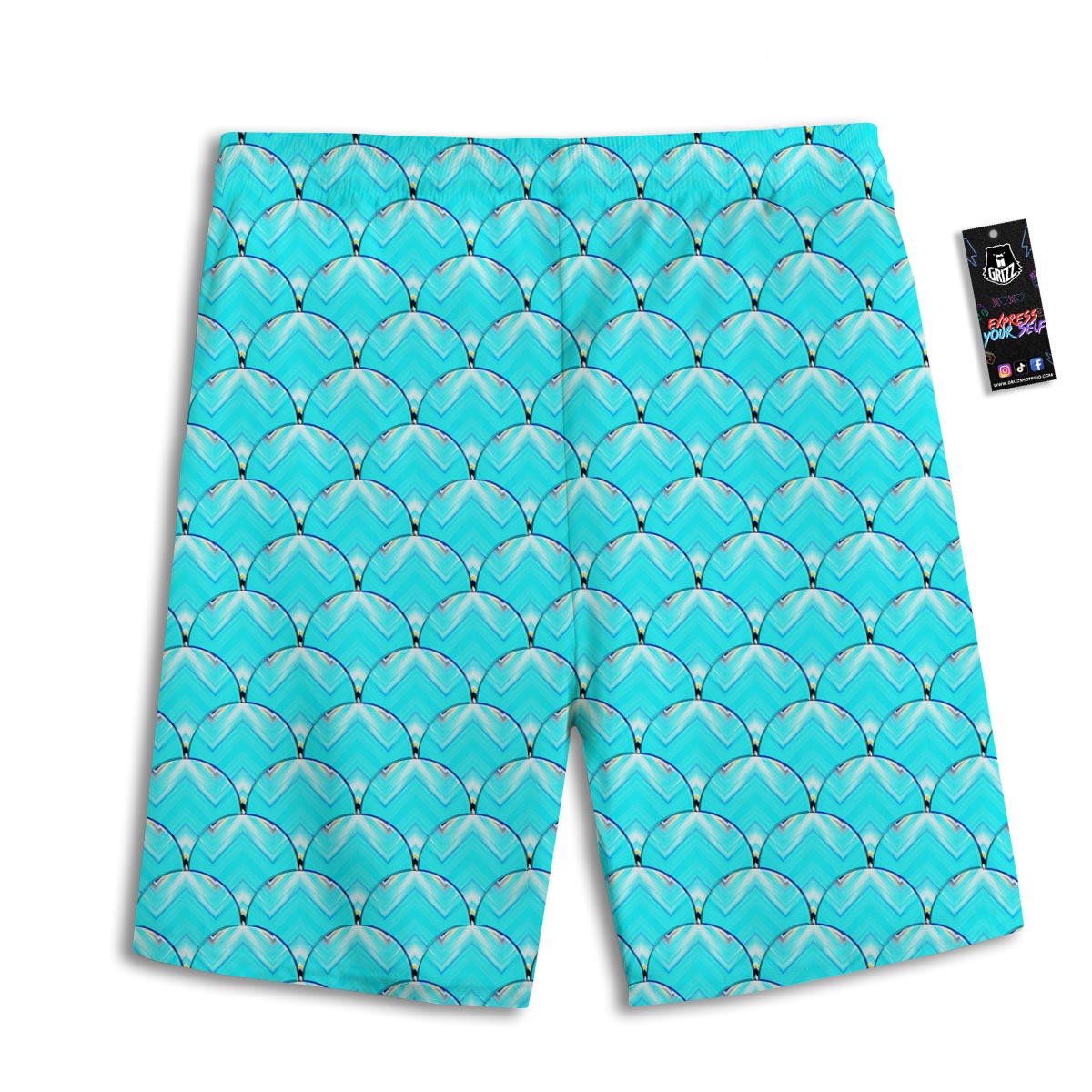 Teal Marble Print Pattern Men's Athletic Shorts