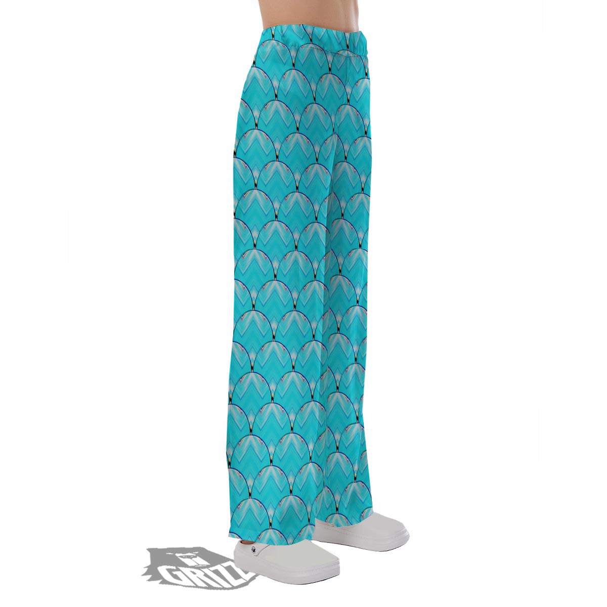 Teal Marble Print Pattern Pajama Pants-grizzshop