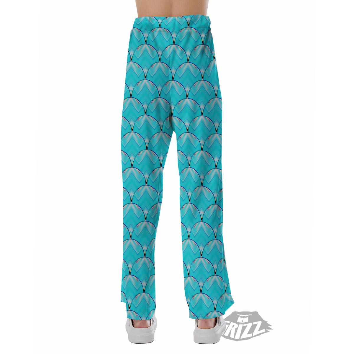 Teal Marble Print Pattern Pajama Pants-grizzshop