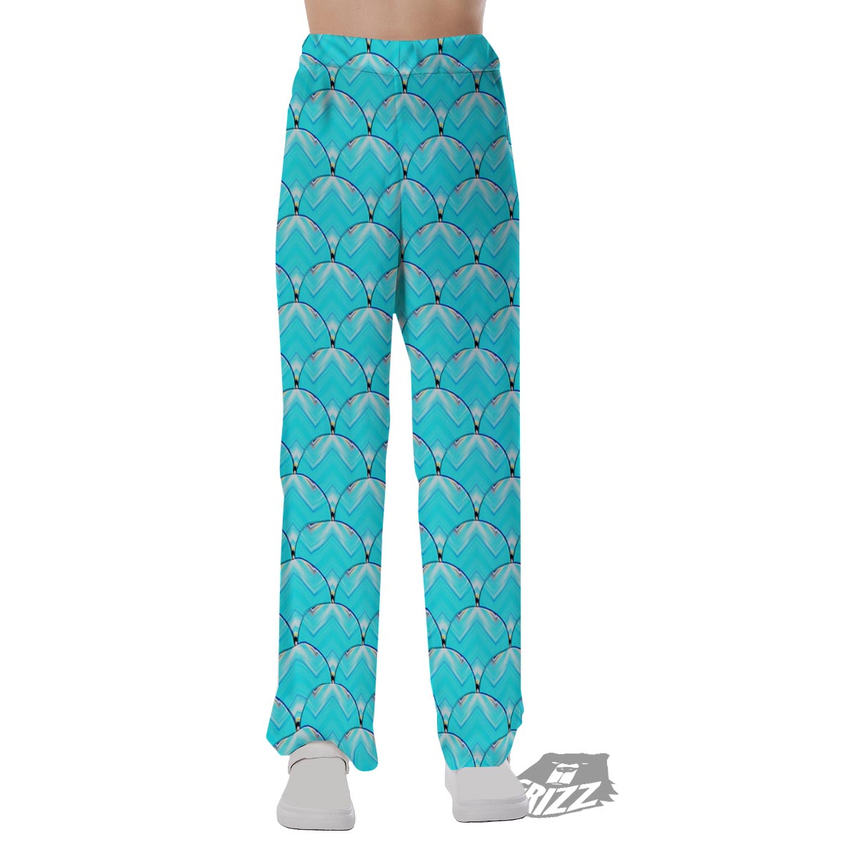 Teal Marble Print Pattern Pajama Pants-grizzshop