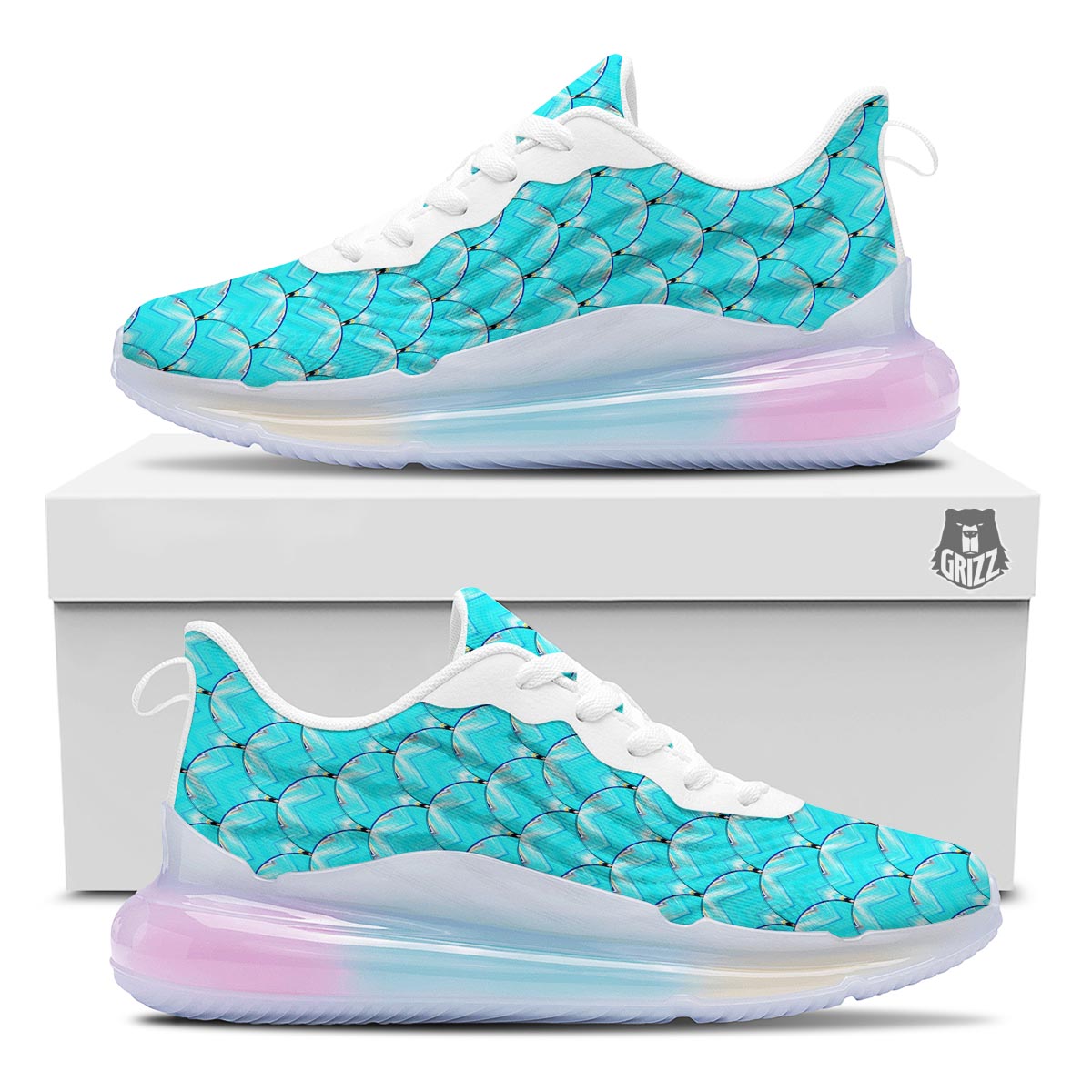 Teal Marble Print Pattern Running Sneakers-grizzshop