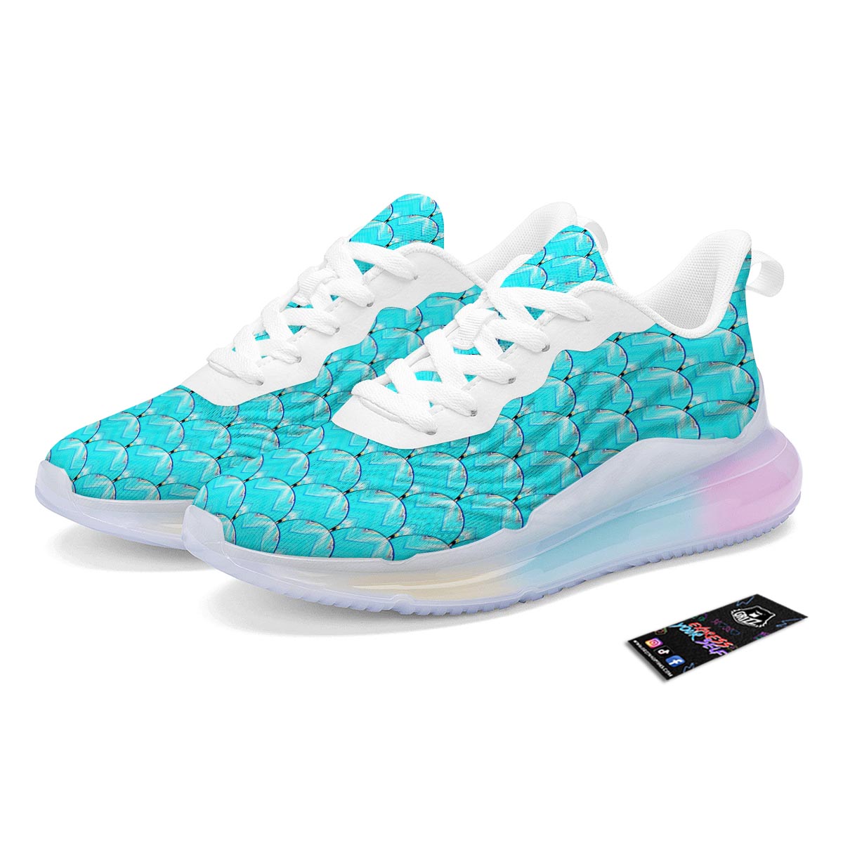 Teal Marble Print Pattern Running Sneakers-grizzshop