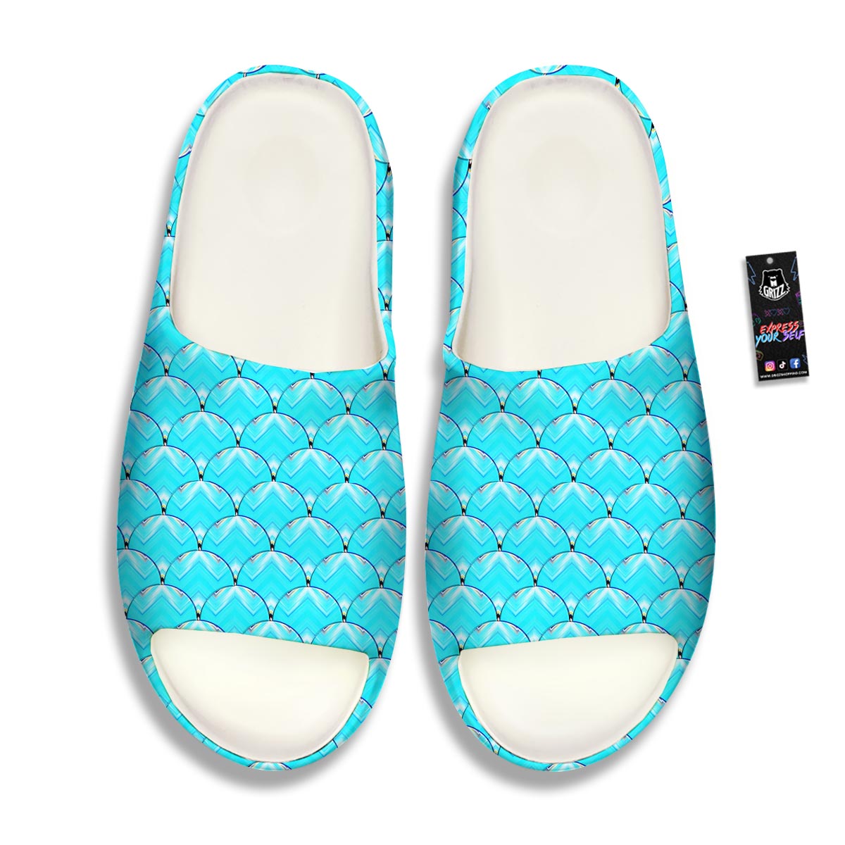 Teal Marble Print Pattern Sandals-grizzshop