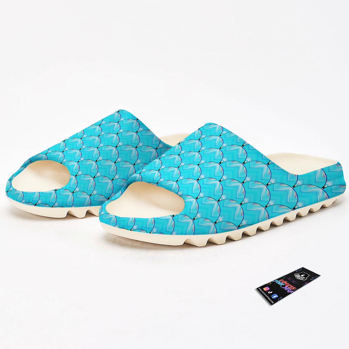 Teal Marble Print Pattern Sandals-grizzshop