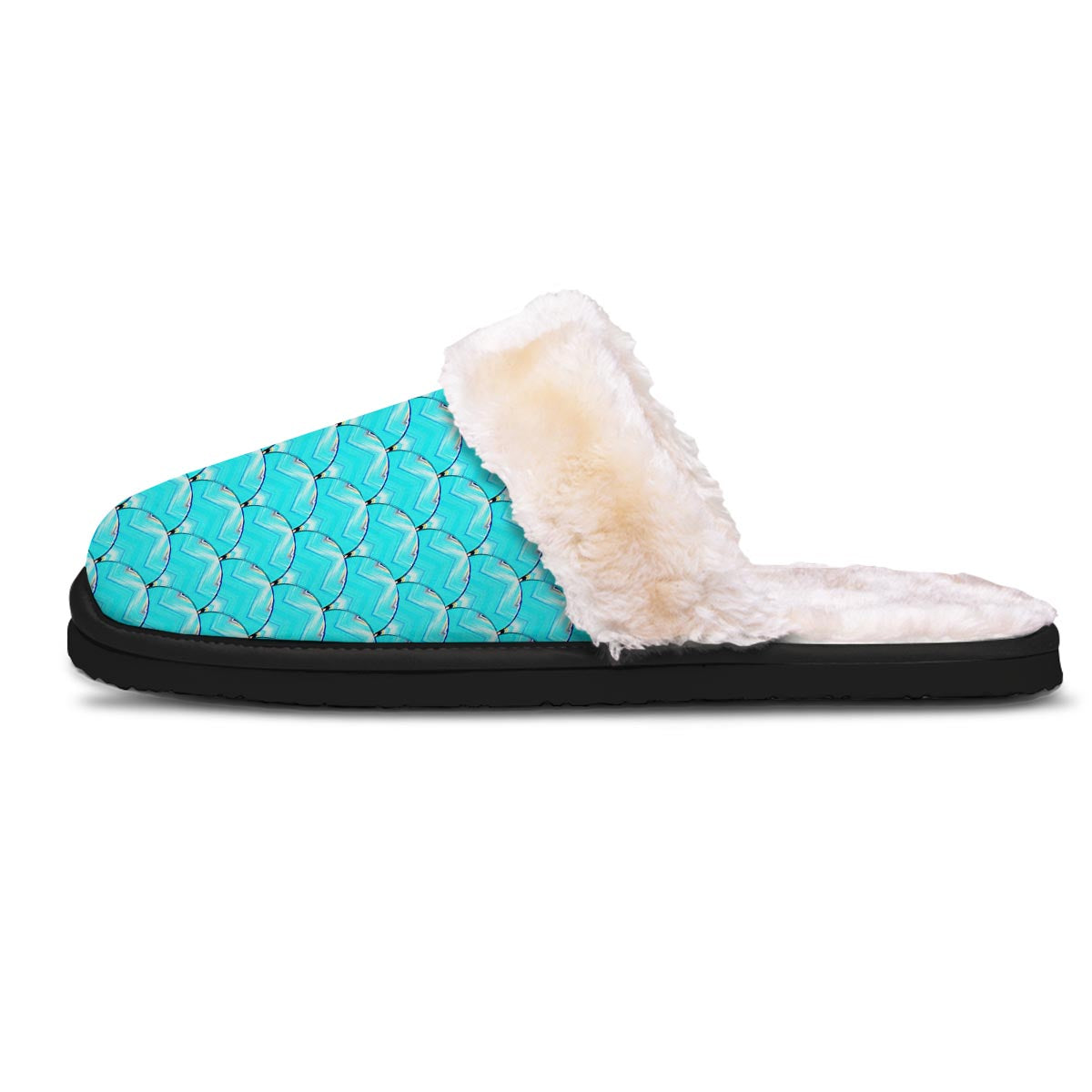 Teal Marble Print Pattern Slippers-grizzshop