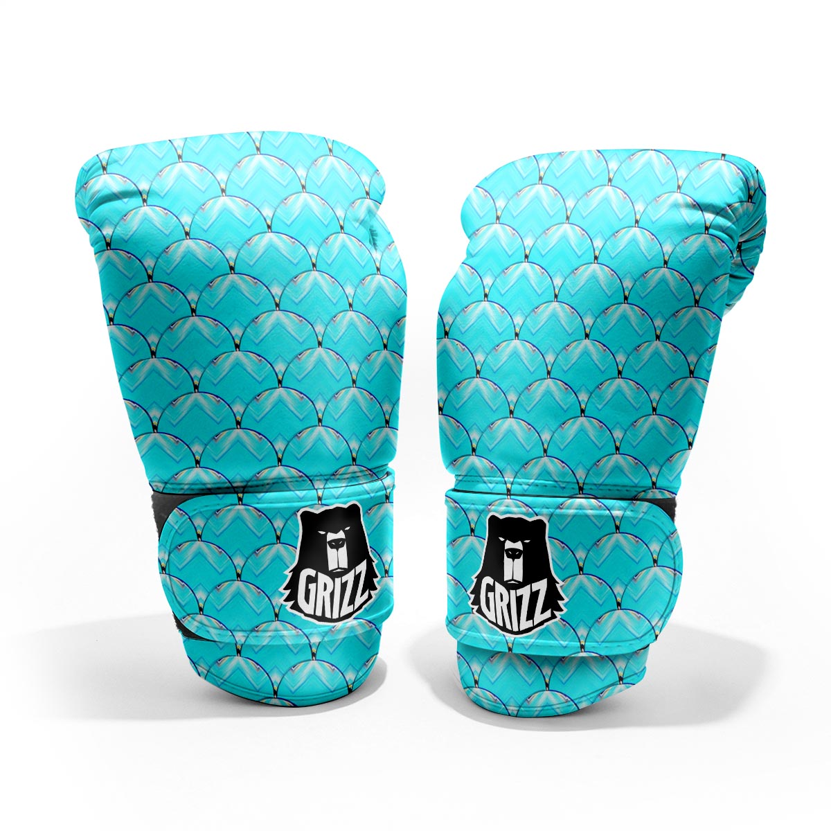 Teal Marble Print Pattern Sparring Gloves-grizzshop