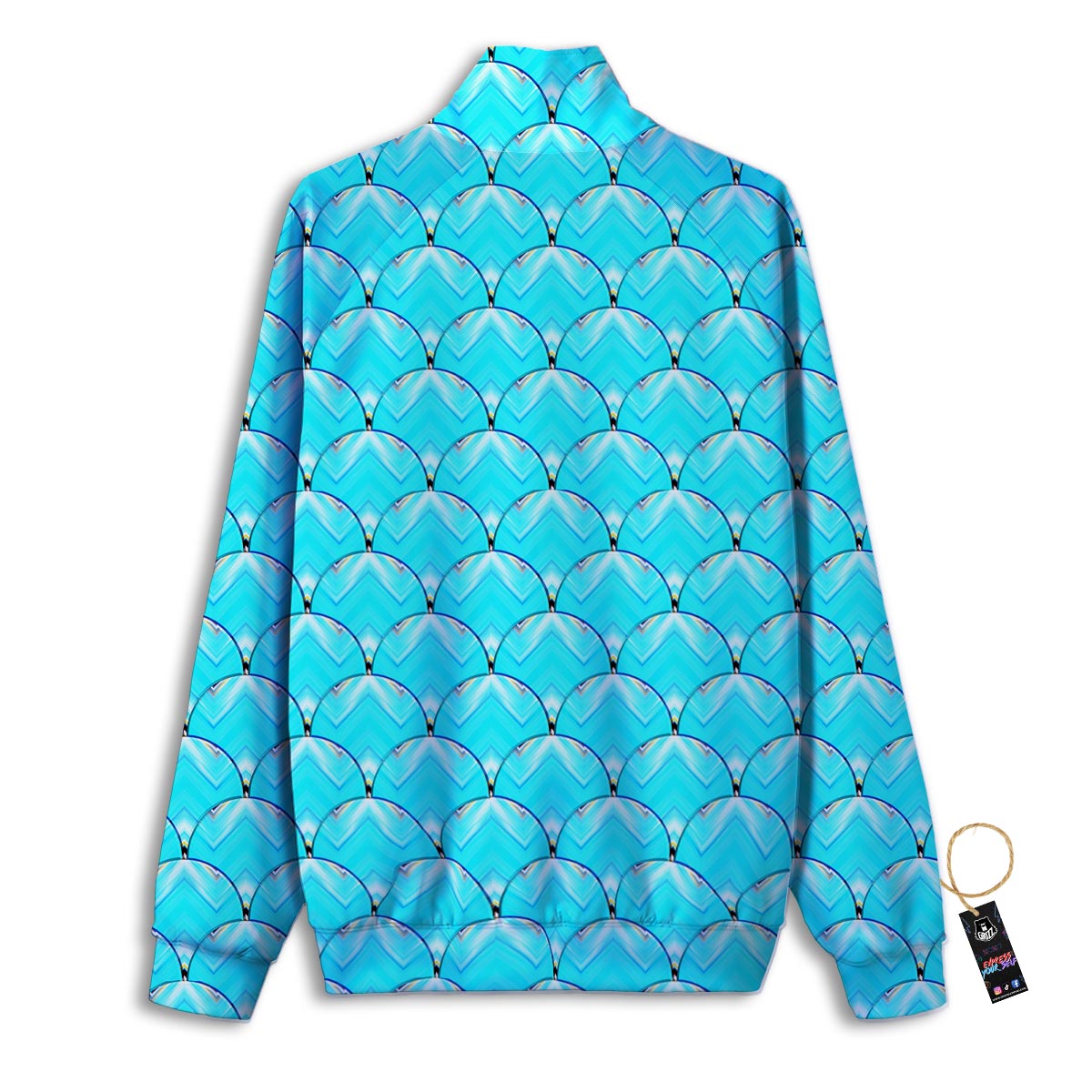 Teal Marble Print Pattern Track Jacket-grizzshop