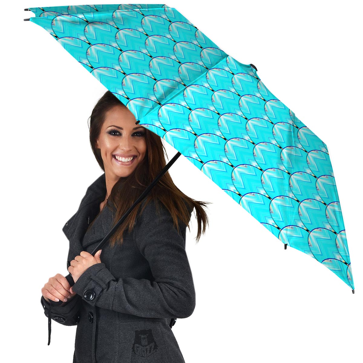 Teal Marble Print Pattern Umbrella-grizzshop