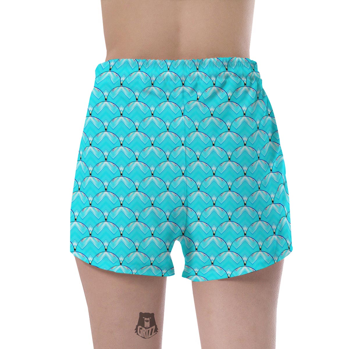 Teal Marble Print Pattern Women's Shorts-grizzshop