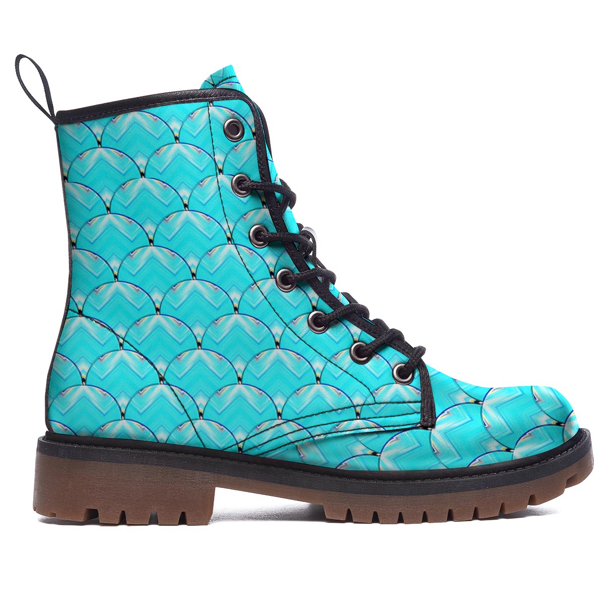 Teal Marble Print Pattern Work Boots-grizzshop