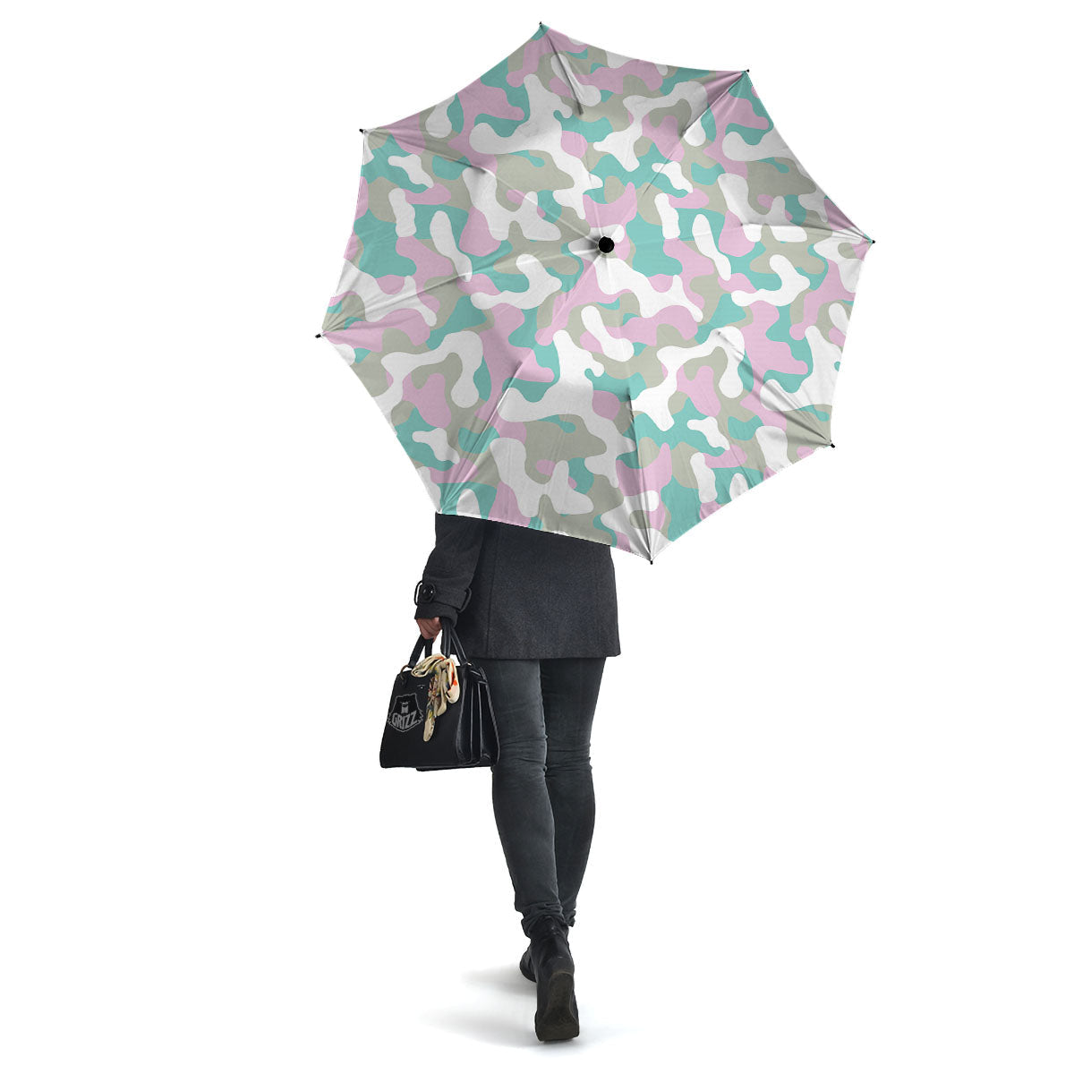 Teal Pastel And Purple Camouflage Print Umbrella-grizzshop