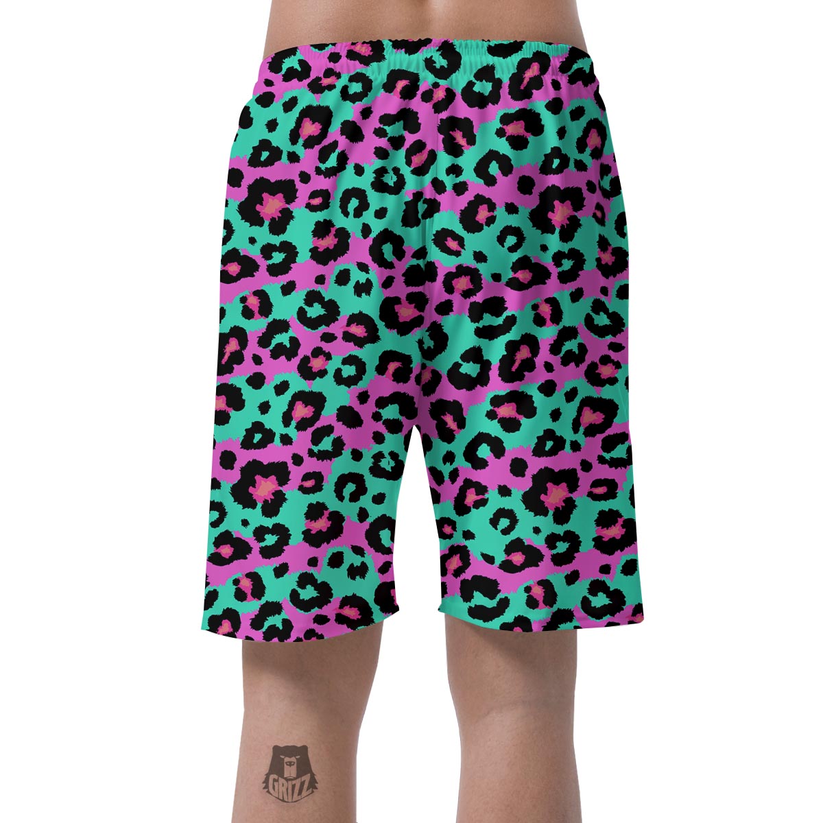 Teal Pink Leopard Men's Shorts-grizzshop