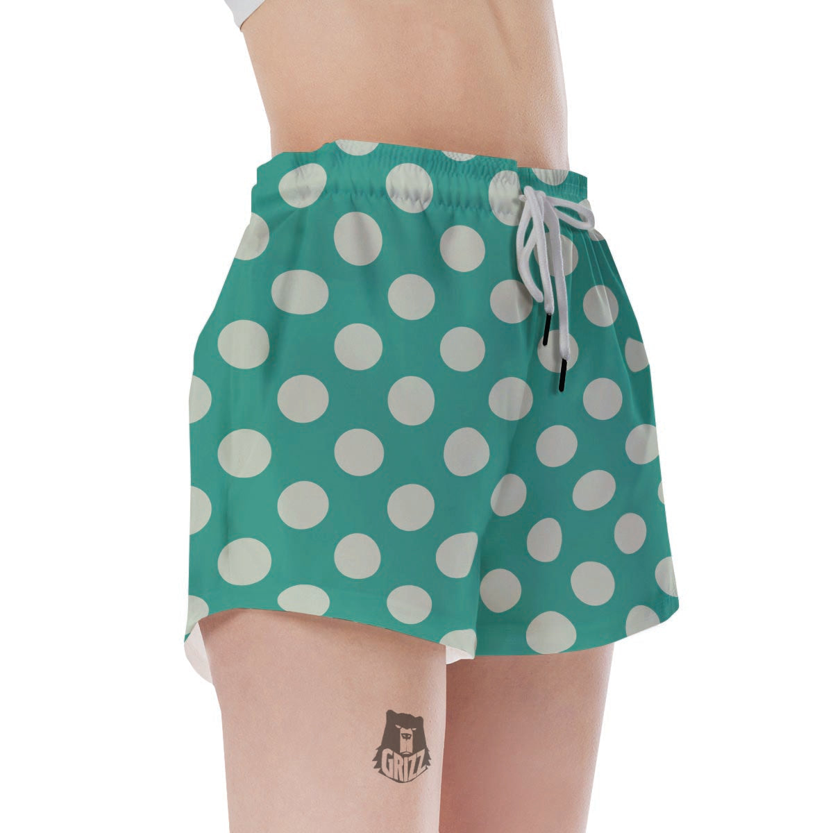 Teal Polka Dot Women's Shorts-grizzshop