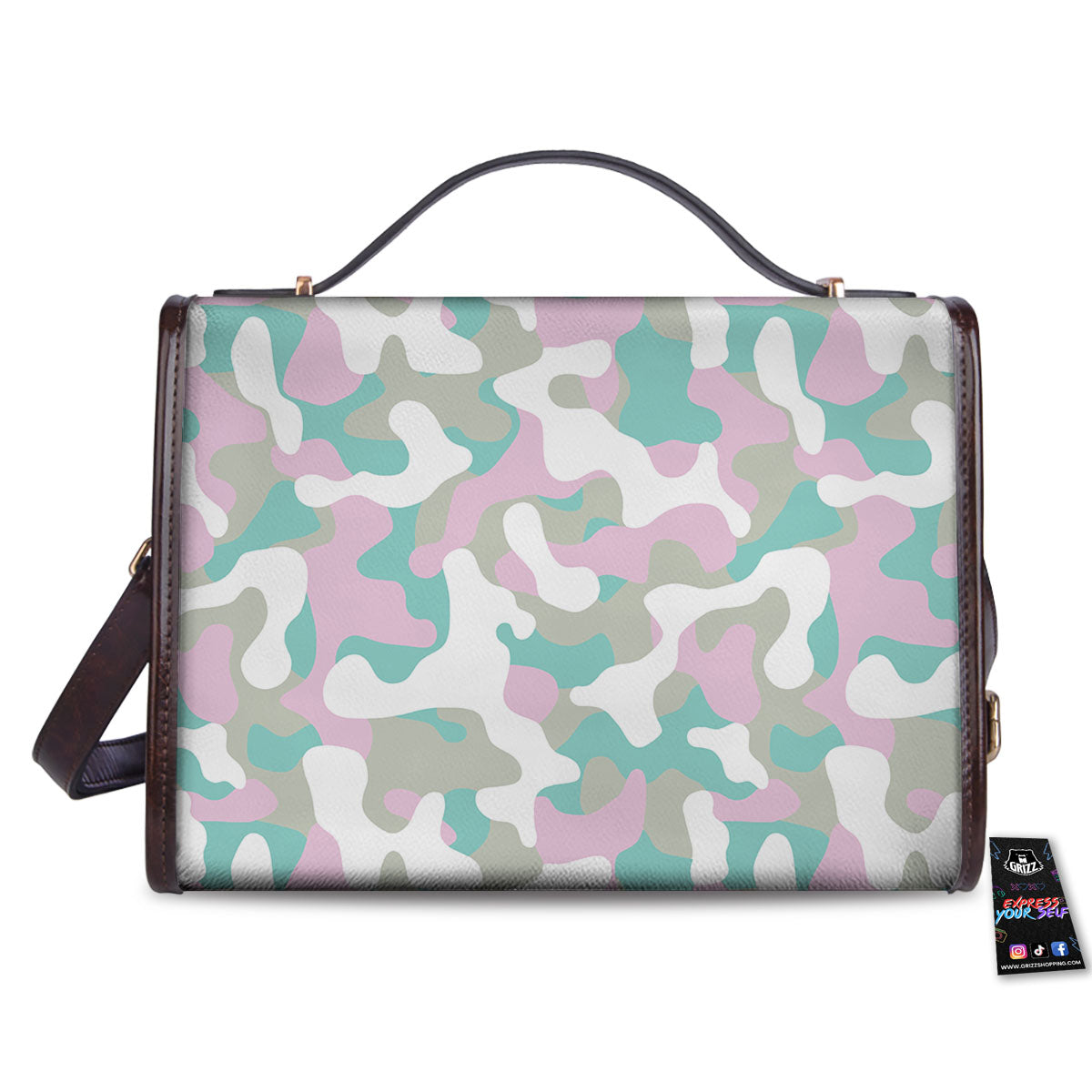 Teal Pastel And Purple Camouflage Print Women's Satchel Bag