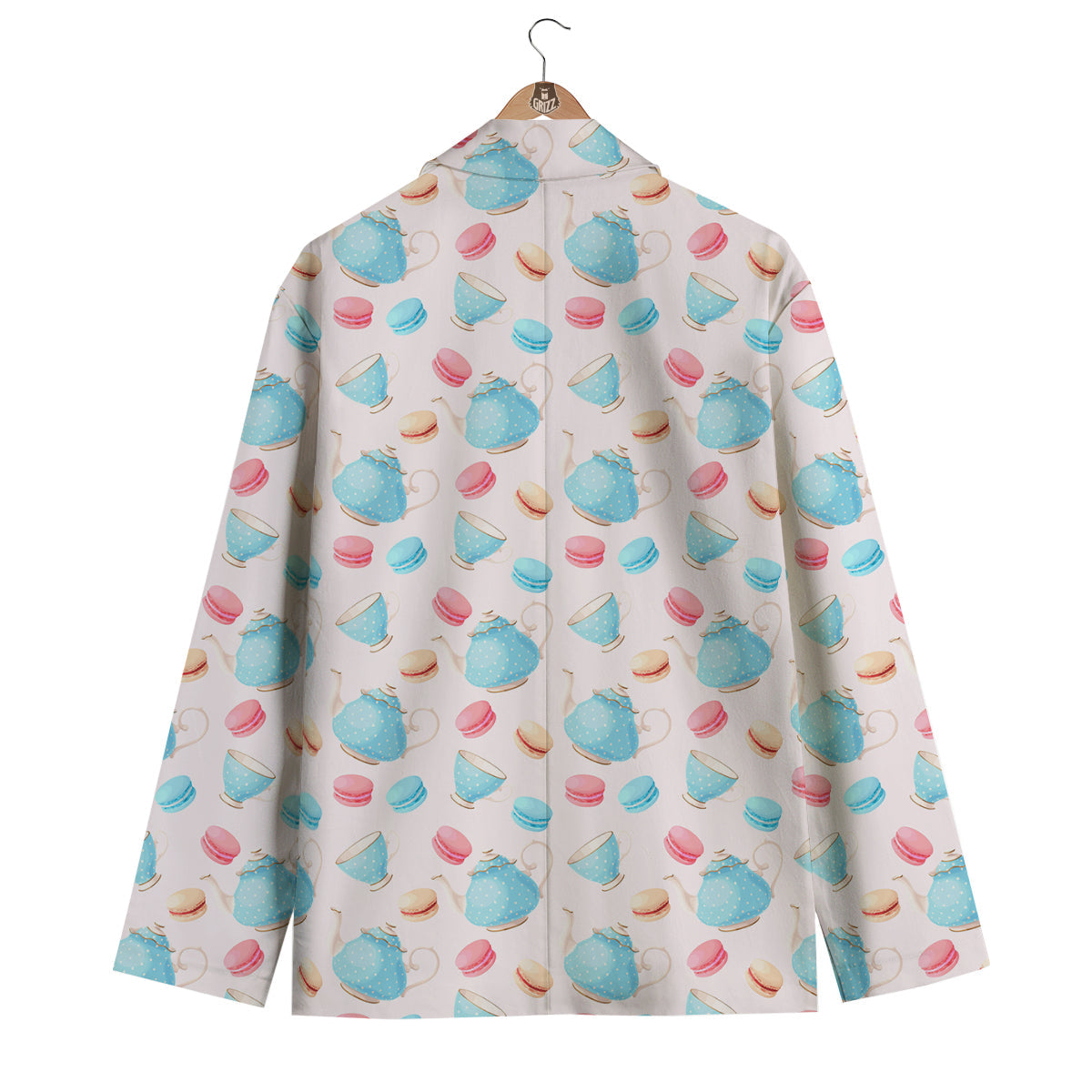 Teapot And Macaron Pastel Print Pattern Men's Blazer-grizzshop