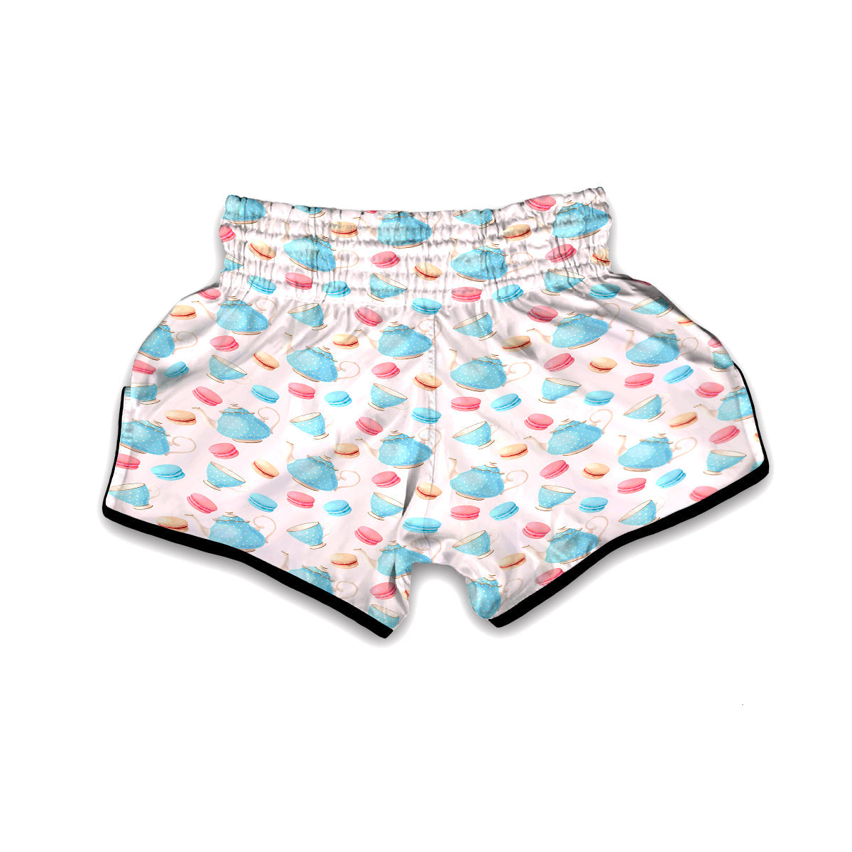 Teapot And Macaron Pastel Print Pattern Muay Thai Boxing Shorts-grizzshop