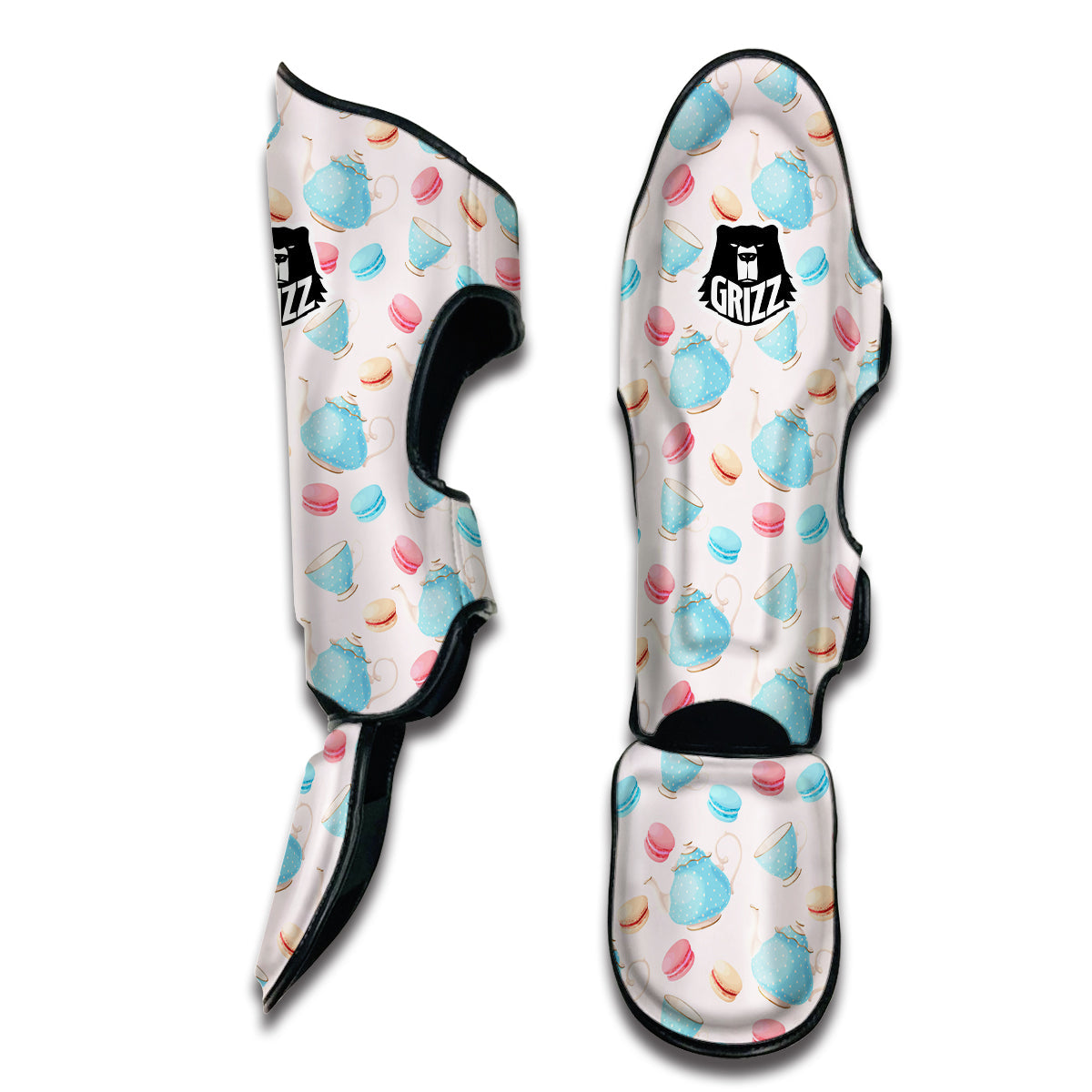 Teapot And Macaron Pastel Print Pattern Muay Thai Shin Guards-grizzshop