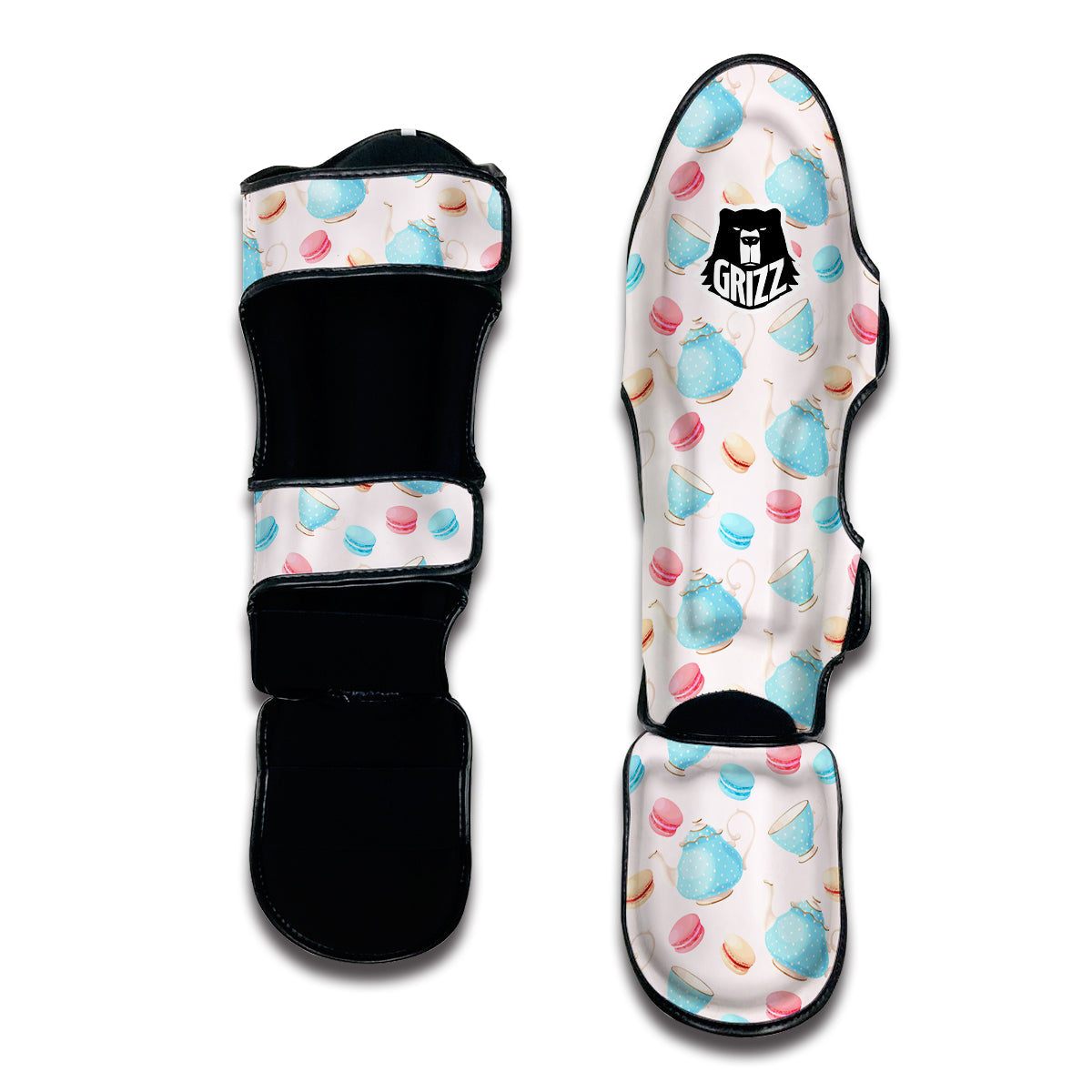 Teapot And Macaron Pastel Print Pattern Muay Thai Shin Guards-grizzshop