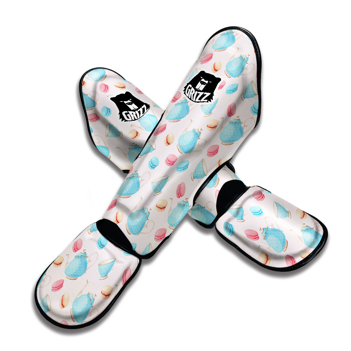 Teapot And Macaron Pastel Print Pattern Muay Thai Shin Guards-grizzshop