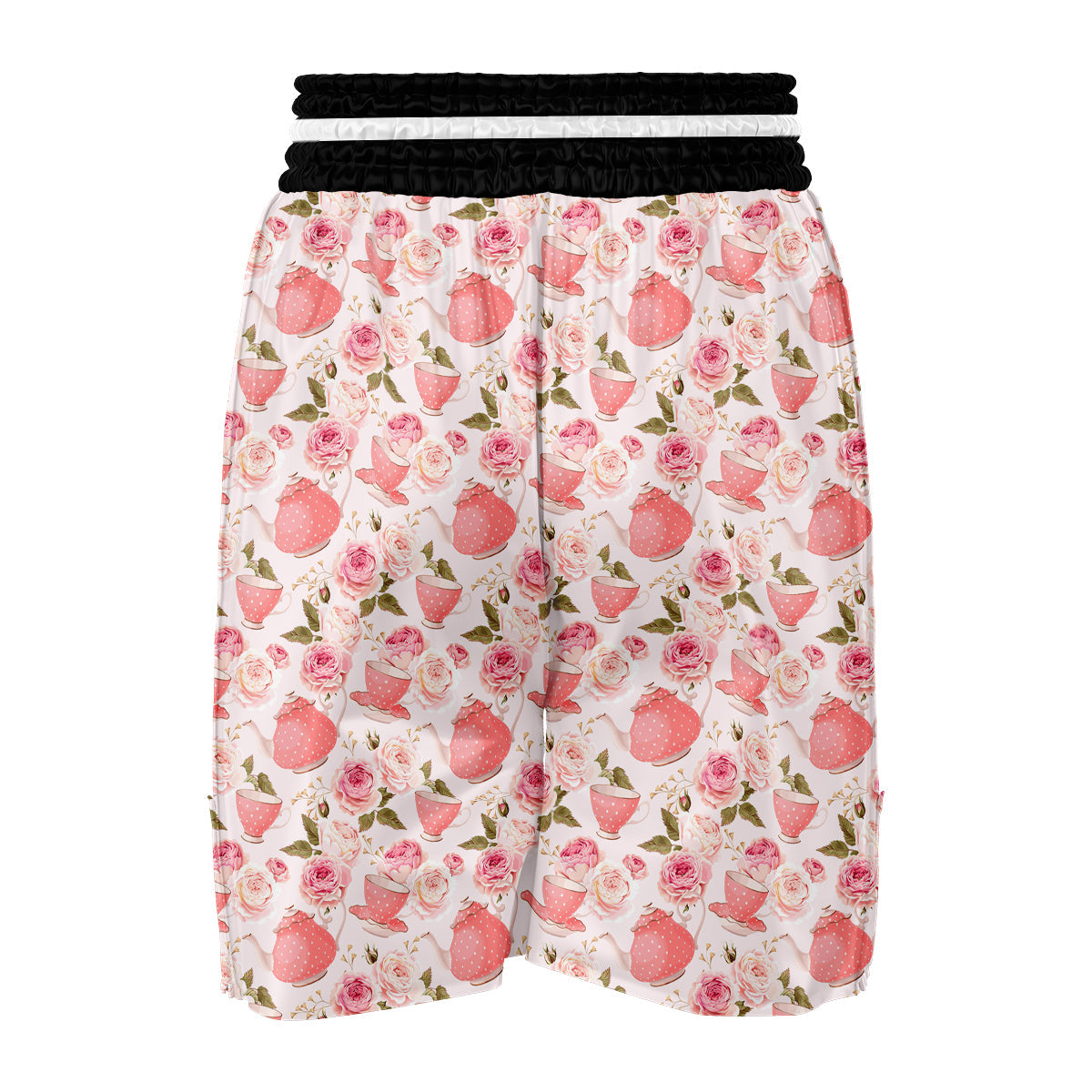 Teapot And Pink Rose Print Pattern Boxing Shorts-grizzshop