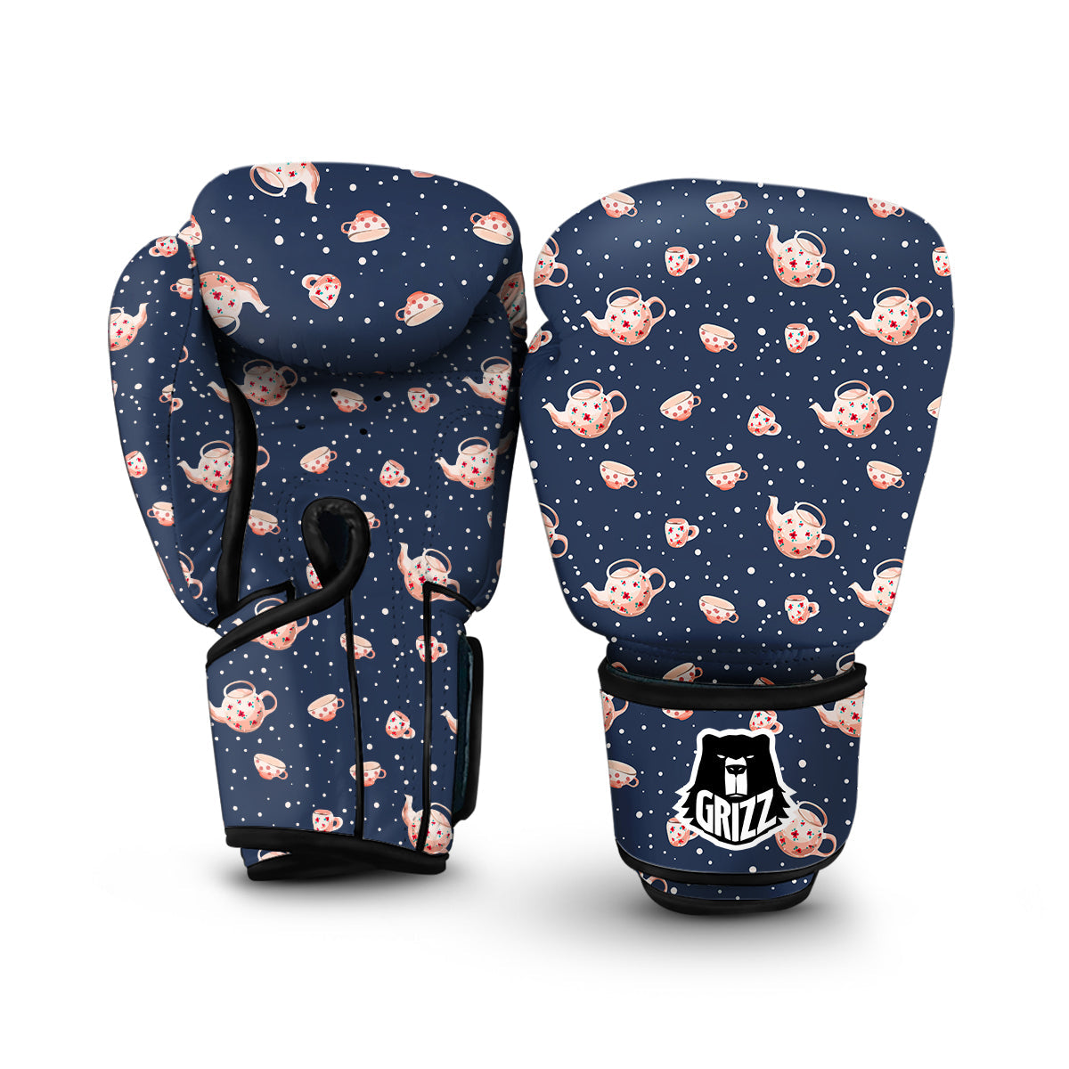 Teapot Cute And White Dot Print Pattern Boxing Gloves-grizzshop