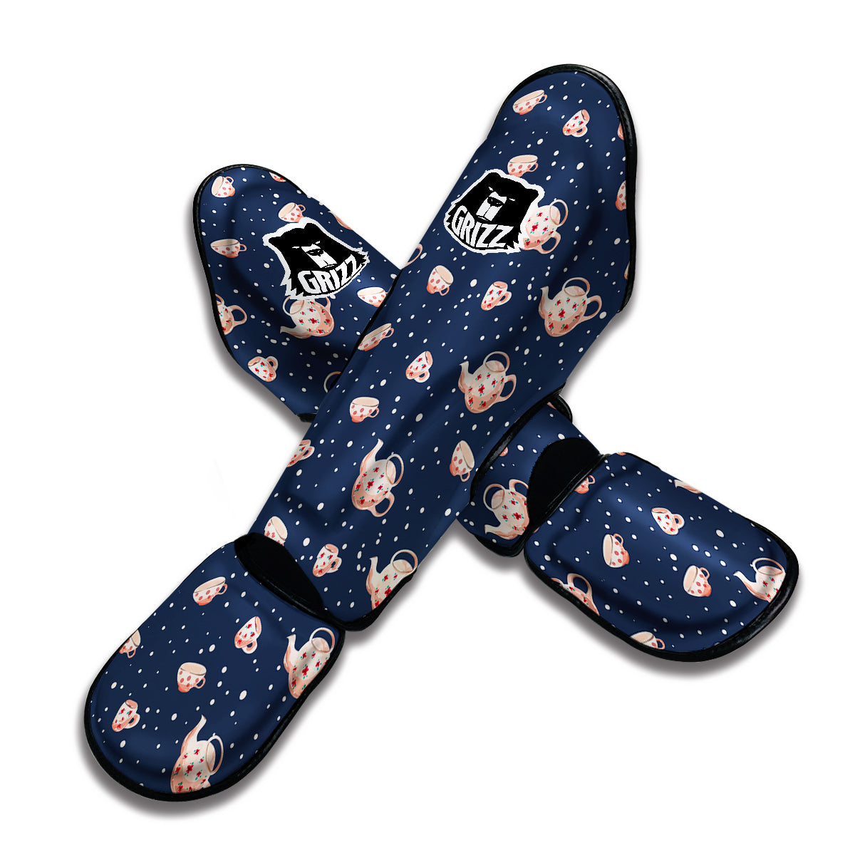 Teapot Cute And White Dot Print Pattern Muay Thai Shin Guards-grizzshop