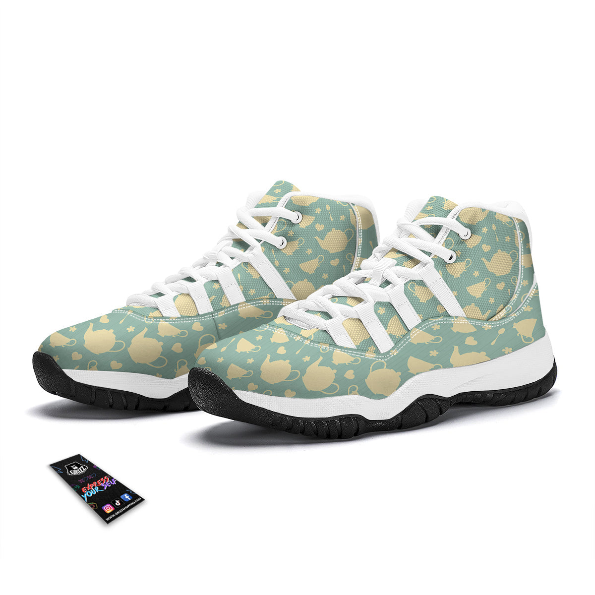 Teapot Vintage Color Print Pattern White Bball Shoes-grizzshop