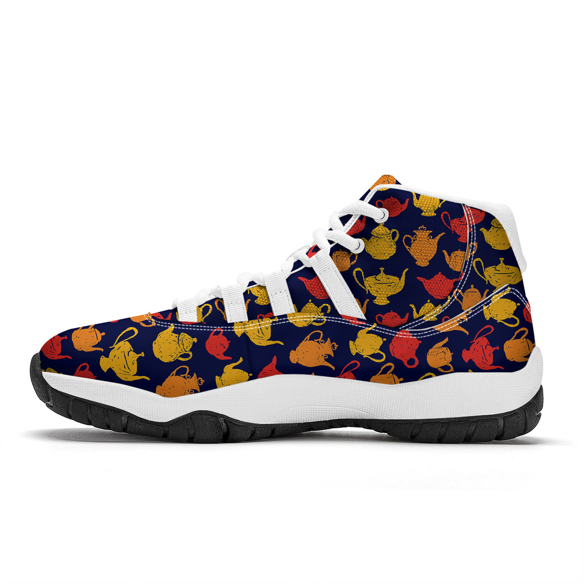 Teapot Watercolor Print Pattern White Bball Shoes-grizzshop