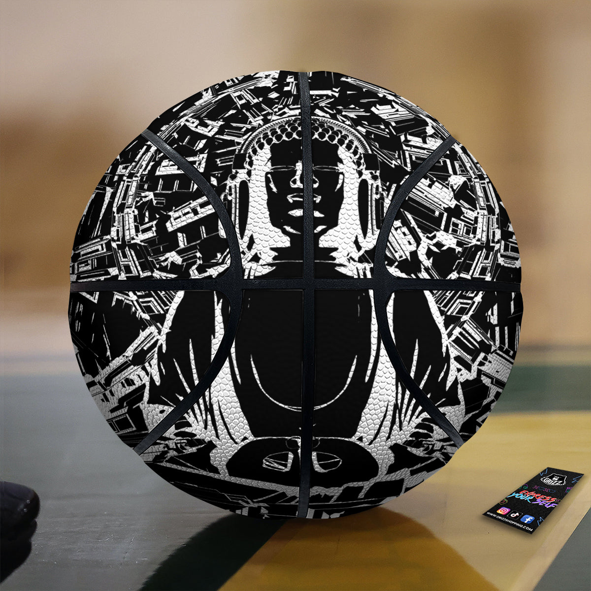 Technical Buddha Black And White Print Basketball-grizzshop